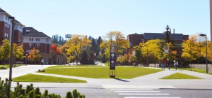 Parco del campus universitario dell'Università dell'Idaho.