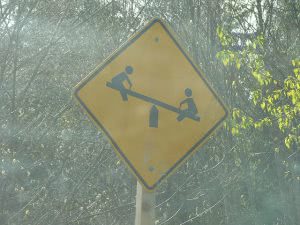 Seesaw road signage.